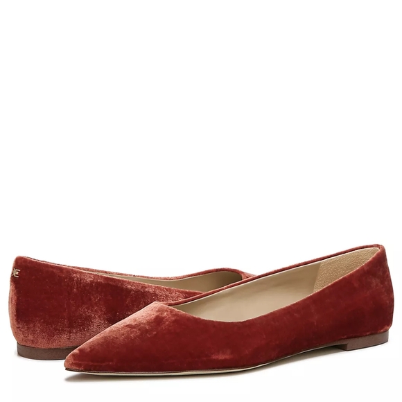 SAM EDELMAN WANDA POINTED TOE FLAT IN CANYON ORANGE VELVET |PICK SIZE - Picture 4 of 6